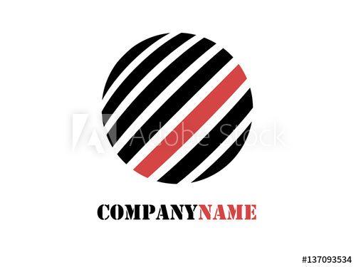 Red Circle with White Lines Logo - Company logo. Circle from black and white lines with red strip