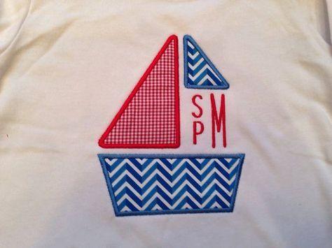 Red White Blue Sail Logo - Red White & Blue Sail Boat Custom boutique monogrammed, appliqued ...