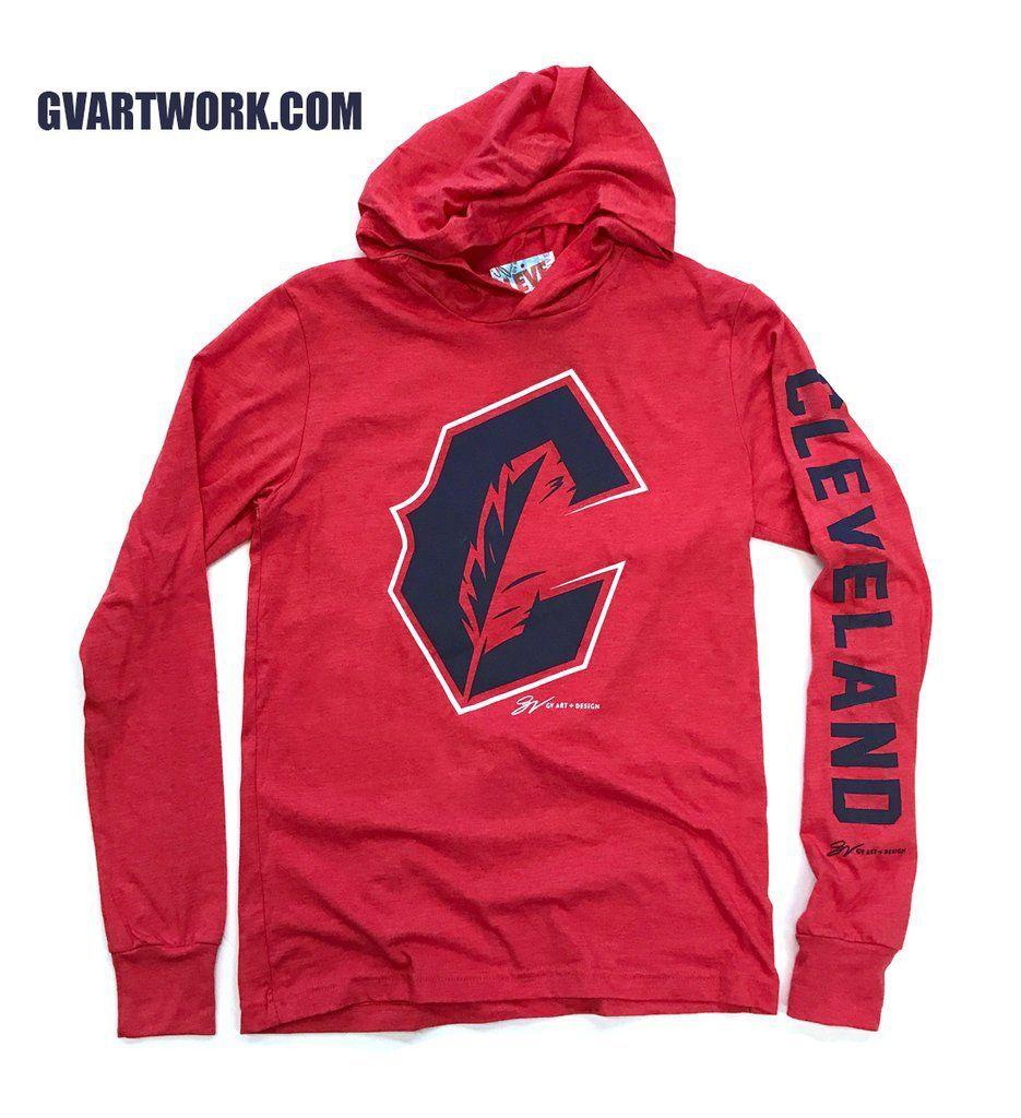 Baseball From Red C Logo - Red C Feather Long Sleeve Hooded T shirt | GV Art and Design