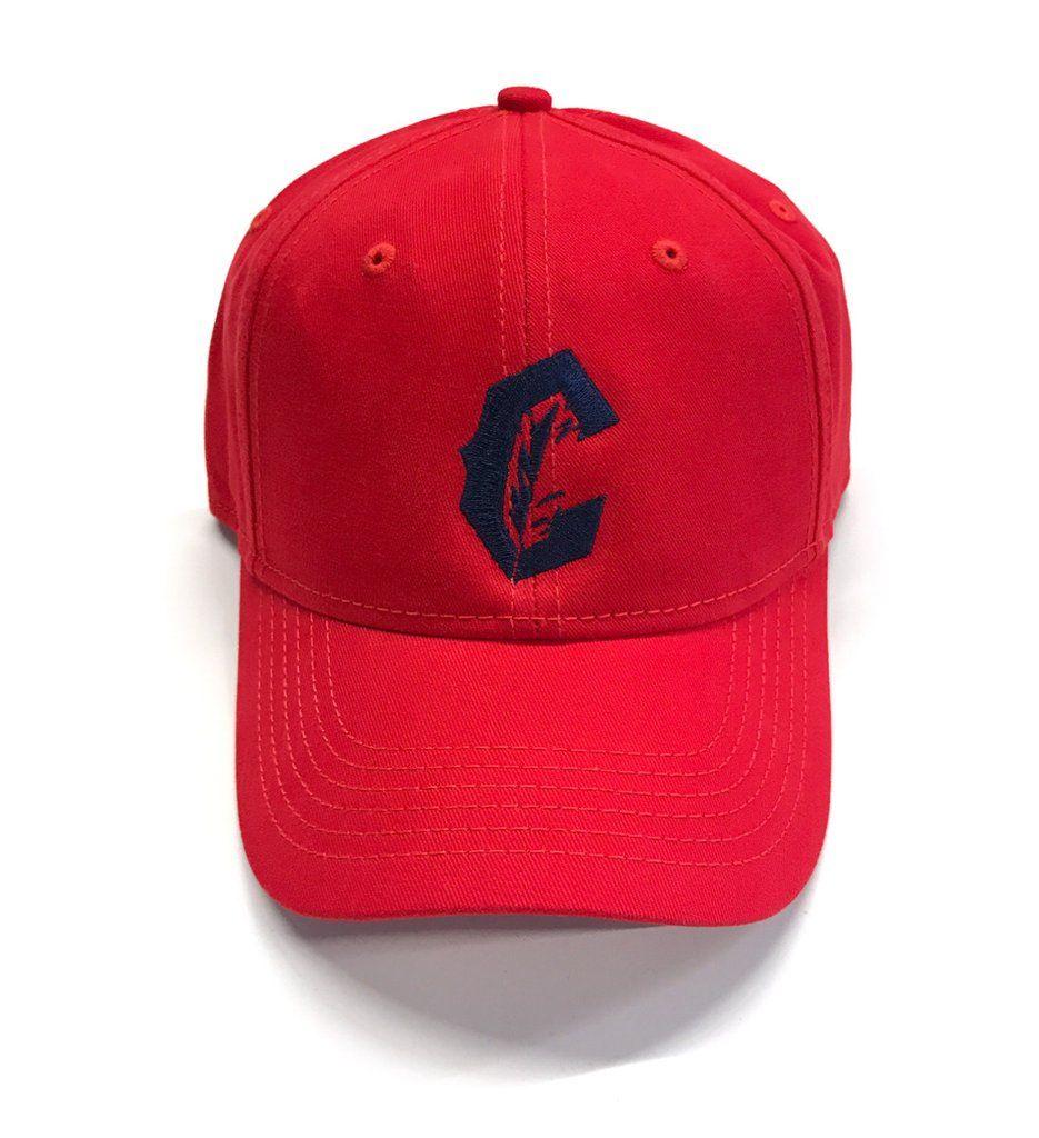 Baseball From Red C Logo - Red Cleveland C Feather Dad Hat. GV Art and Design