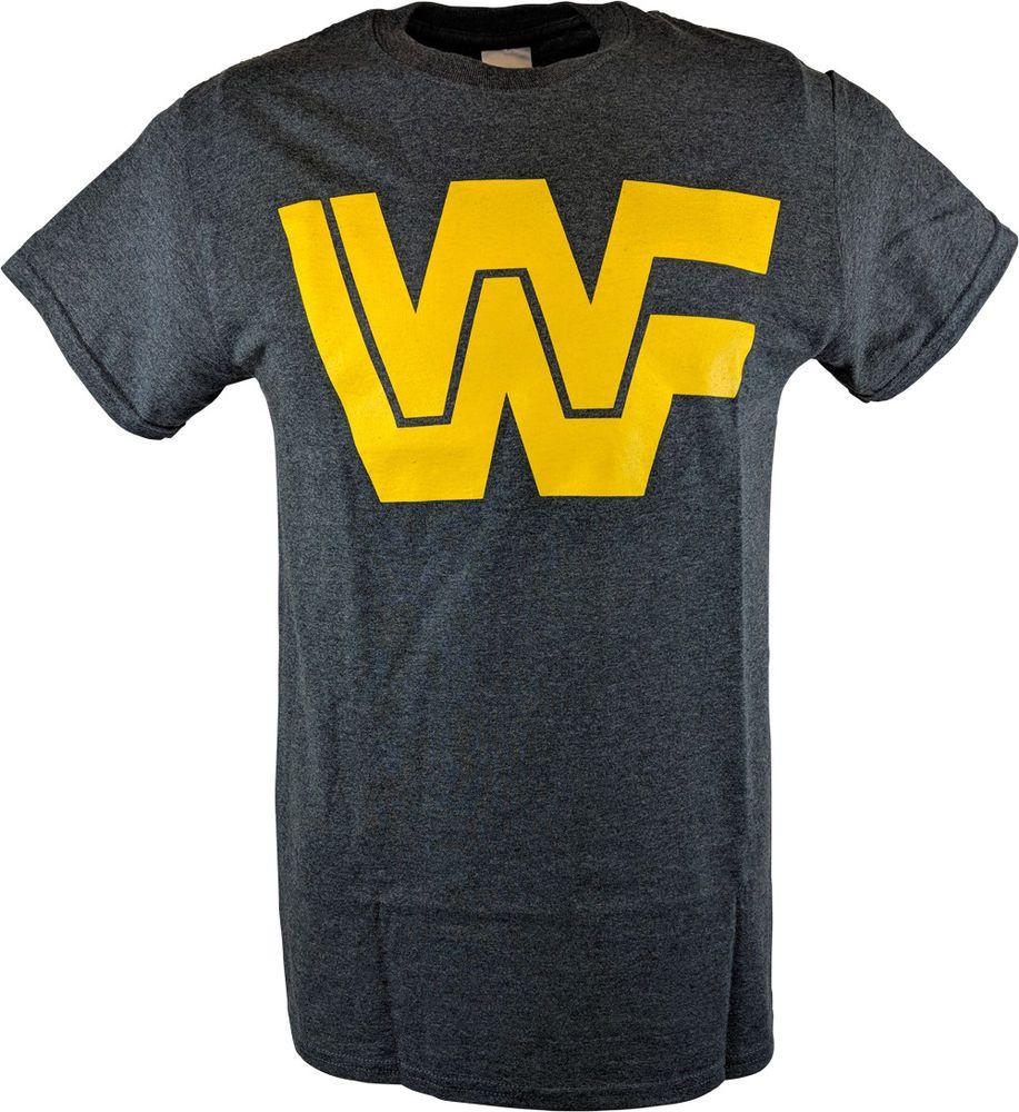 Gray and Yellow Logo - WWF Old School Yellow Logo Mens Gray T Shirt