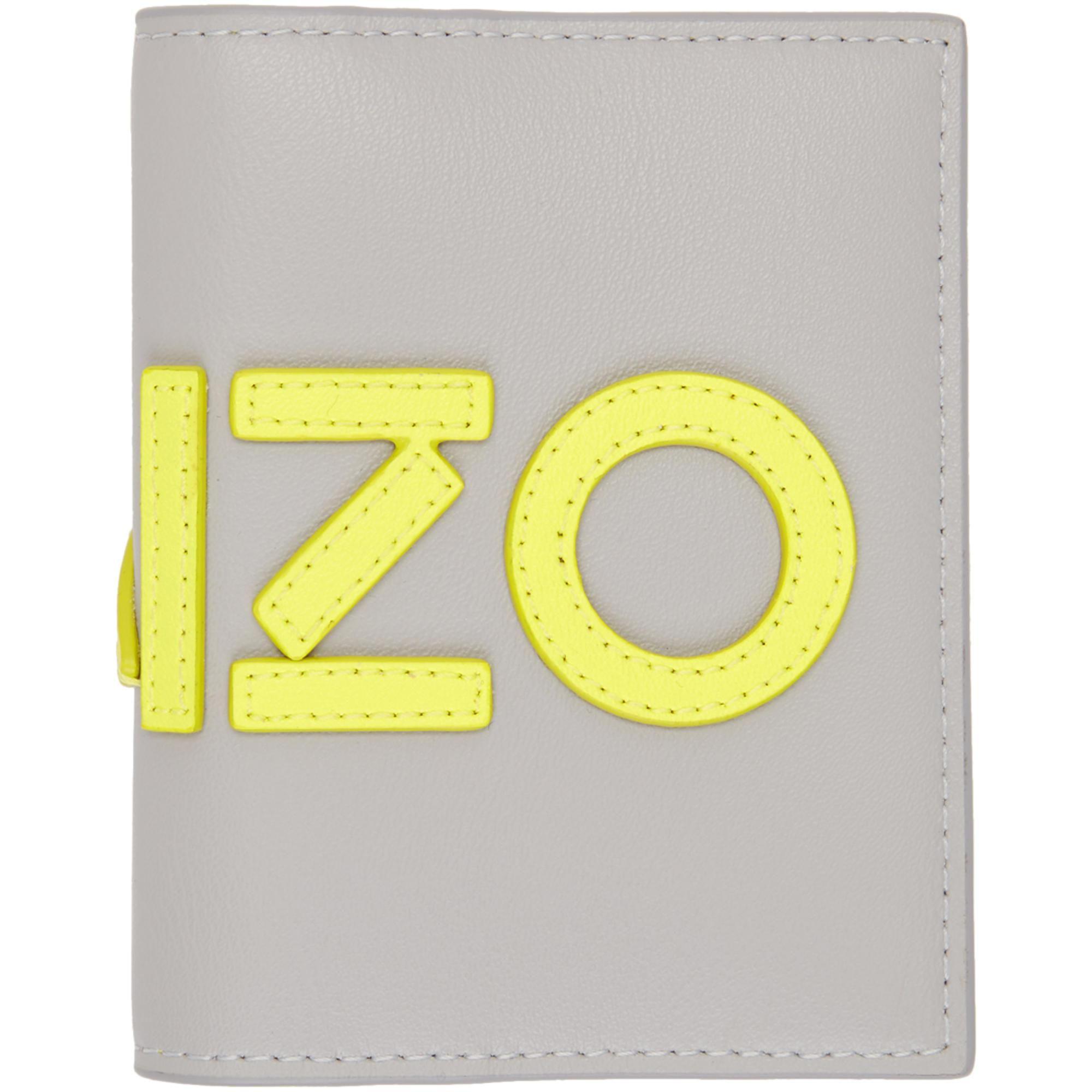 Gray and Yellow Logo - KENZO Grey And Yellow Logo Card Holder in Gray for Men