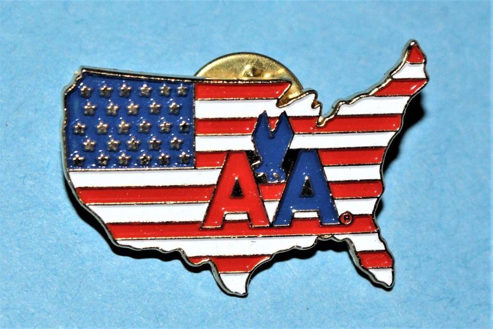 American Flag Airline Logo - AMERICAN AIRLINES AVIATION AA LOGO RARE USA FLAG METAL LAPEL HAT CAP ...