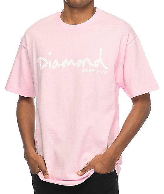 Diamond Supply Co Script Logo - Diamond Supply Co. OG Script Pink T-Shirt | Zumiez