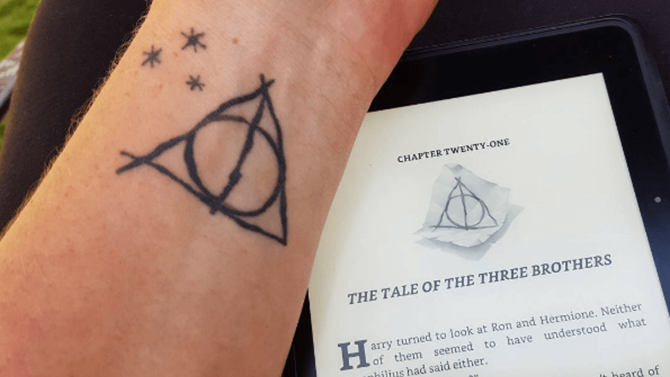 Triangle Harry Potter HP Logo - 12 Deathly Hallows Tattoos that All True Hallows-Seekers Need