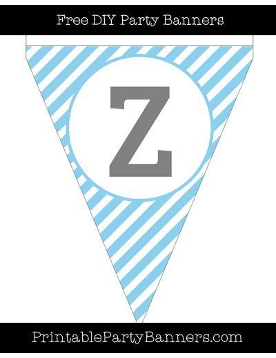 Blue with White Letters Starting with Z Logo - Baby Blue and White Pennant Diagonal Striped Capital Letter Z | Baby ...