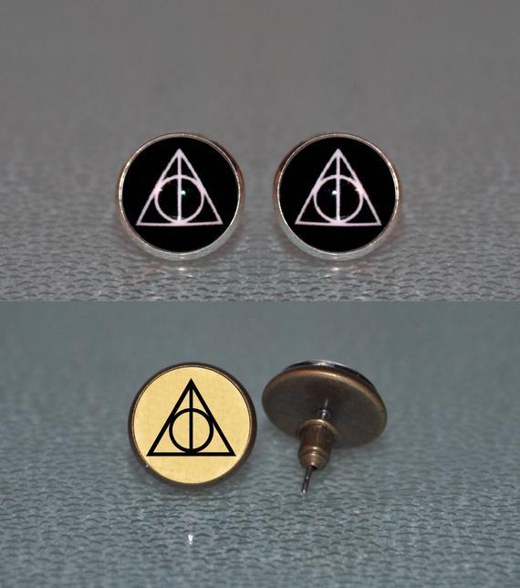 Triangle Harry Potter HP Logo - Harry Potter earrings Harry Potter jewelry the triangle | Etsy