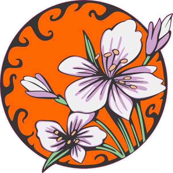 Purple Orange Circle Logo - Orange Circle Purple Flower Sticker Vinyl Decal Floral Vehicle