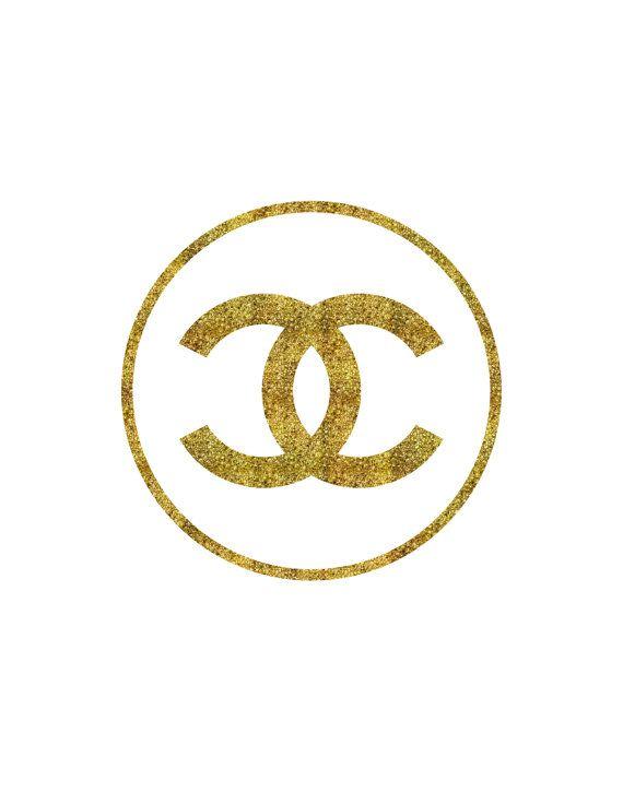 Coco Chanel Gold Logo - For the bedroom : Fashion Art Chanel Logo Faux Gold Print Wall