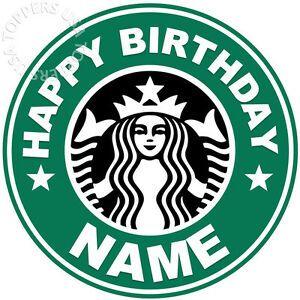 Blue Starbucks Logo - EDIBLE Starbucks Logo Birthday Party Cake Topper Wafer Paper 7.5
