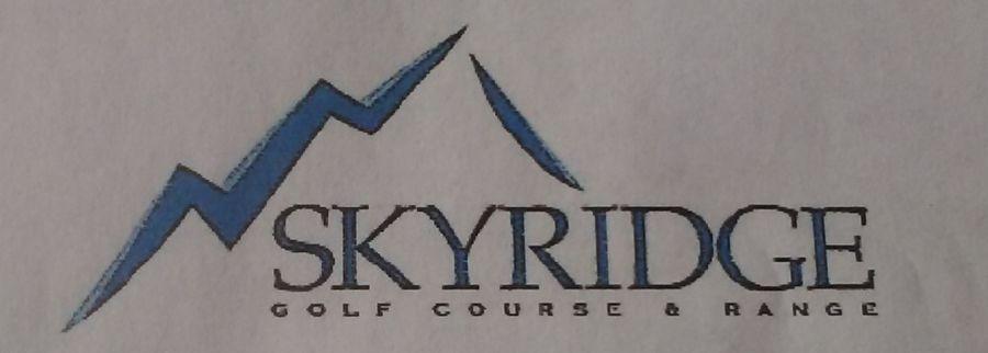 Golfer in Blue Box Logo - SkyRidge Golf Course