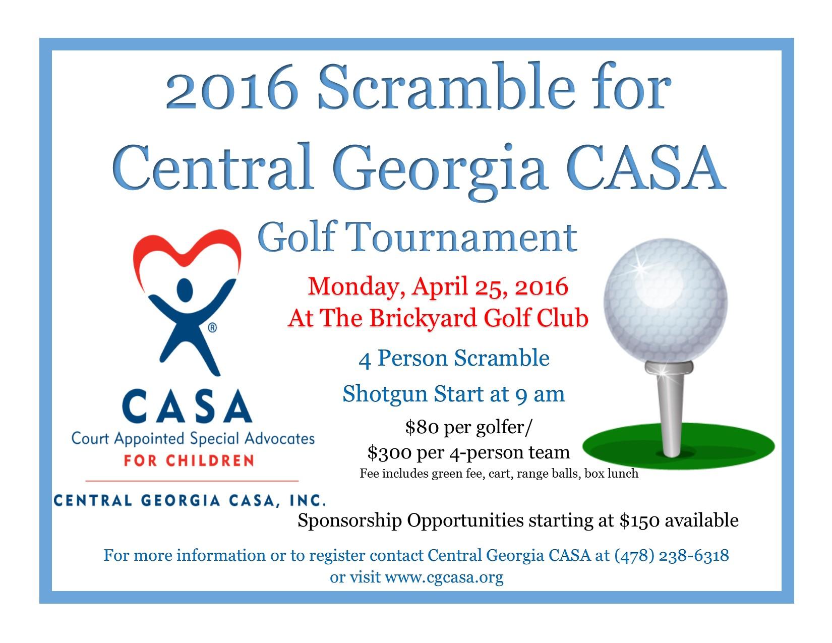 Golfer in Blue Box Logo - 2016 Scramble for Central Georgia CASA Golf Tournament - Central ...
