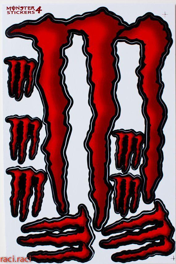 Red Monster Logo - Red Monster Energy Sticker Decal Supercross Motocross by RaciRaci ...