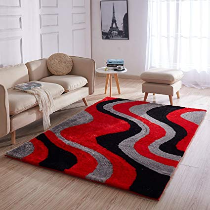 Three Red Waves Logo - Amazon.com: Ottomanson CSR3943-5X7 Area Rug, 5'3