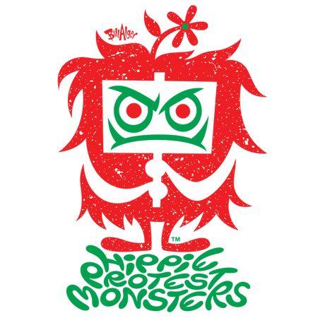 Red Monster Logo - Christmas Hippie Protest Monster Logo (Red & Green) - NeatoShop