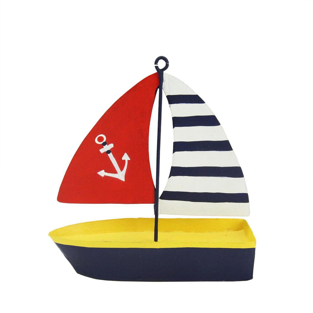 Red White Blue Sail Logo - Red, White, Blue & Yellow Anchor Flag Nautical Sailboat Christmas