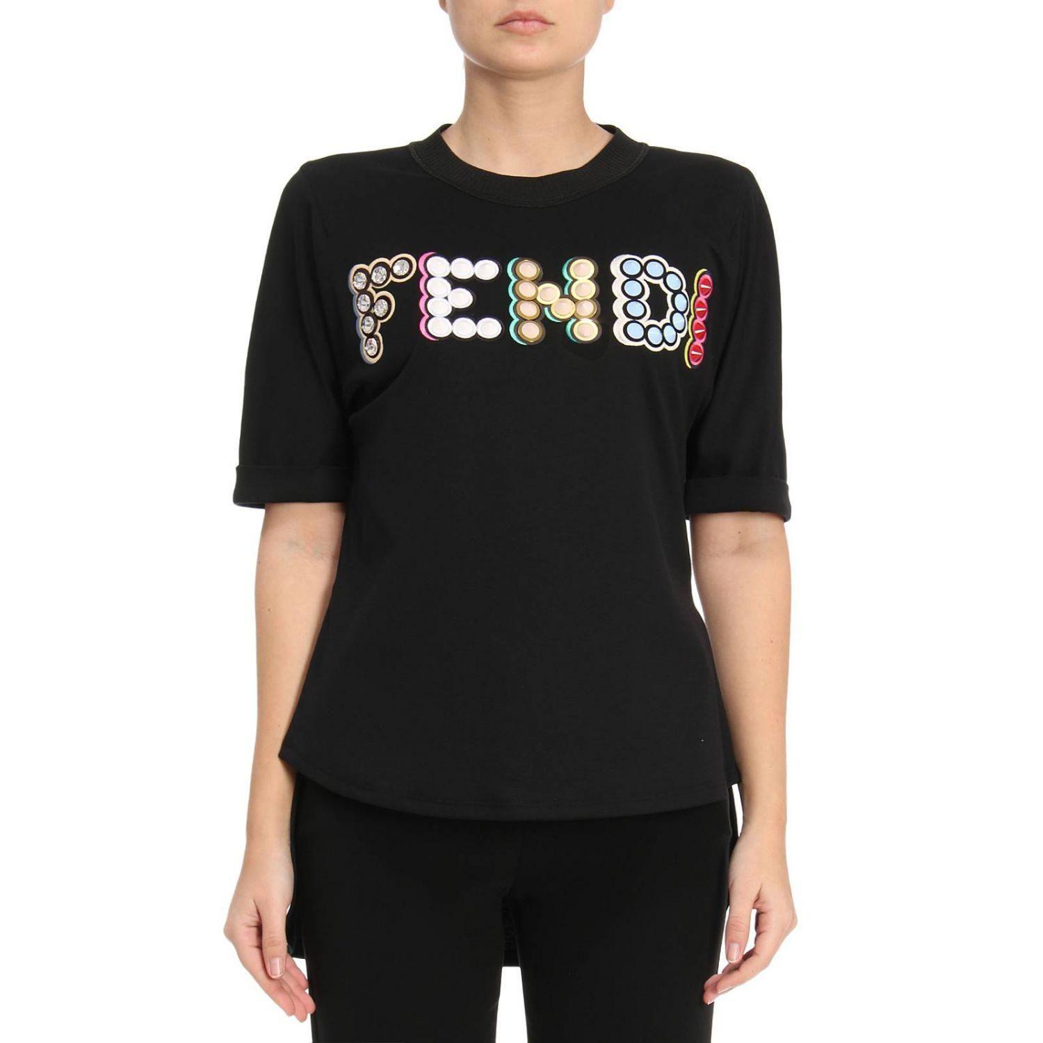 Women Fendi Shirt Logo - Fendi T Shirt Women In Black