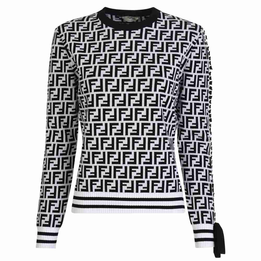 Women Fendi Shirt Logo - Exclusive Fendi Online Shop - Fendi Logo Knit Jumper With BLACK ...