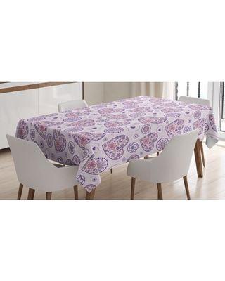 Pink Flower with Yellow Outline Logo - Don't Miss This Deal on Valentines Tablecloth, Heart Outlines Filled ...