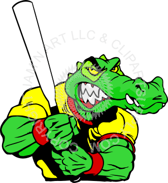 Gator Baseball Logo - Gator with baseball bat