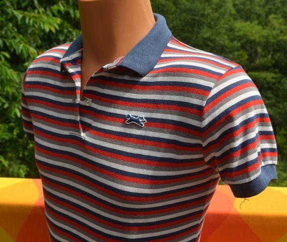 Red White Blue Fox Logo - vintage 80s polo golf shirt FOX red white blue stripes jc penney XS ...