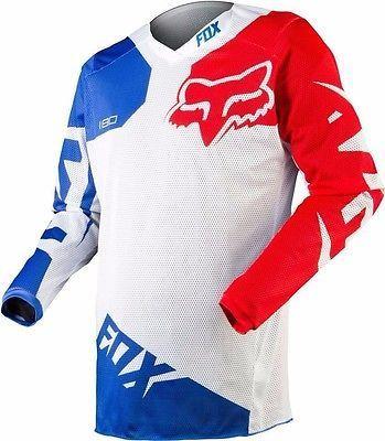 Red White Blue Fox Logo - FOX motocross BMX jersey 180 AIRLINE vented red/white/blue men's ...