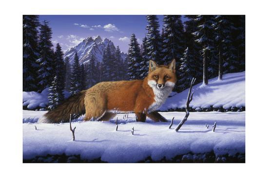 Red White Blue Fox Logo - Red, White and Blue Giclee Print by R.W. Hedge
