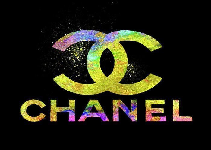 Colorful Chanel Logo - Colorful Chanel Logo, Black Pink Greeting Card