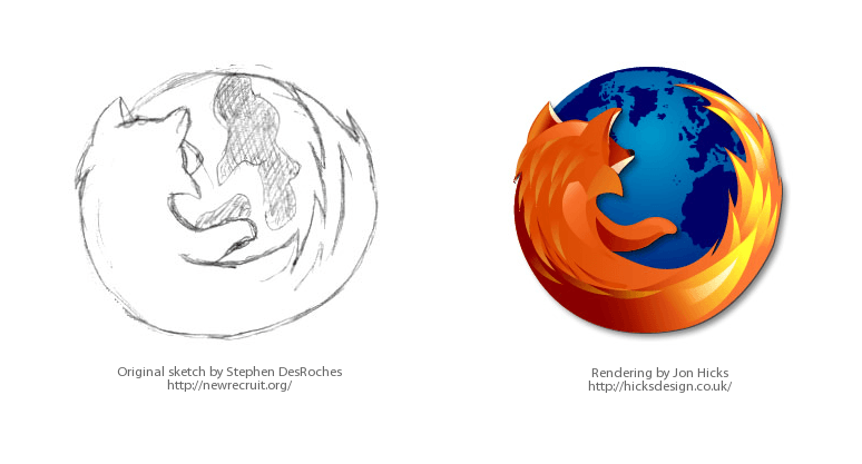 Mozzila Firefox Logo - Mozilla Digital Memory Bank-Initial Sketch of Firefox Logo During ...