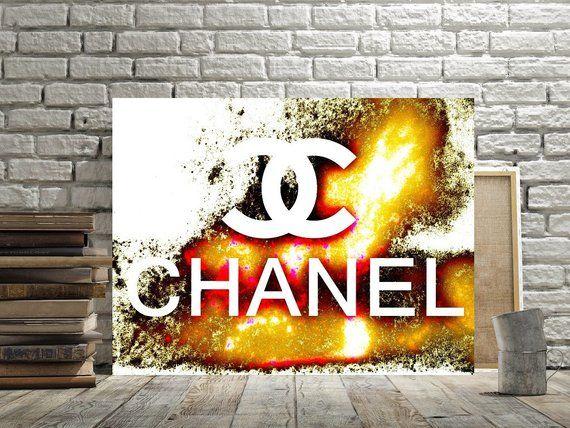 Colorful Chanel Logo - Chanel Art Fun Gold Chanel Logo Print Chanel Decor Poster | Etsy
