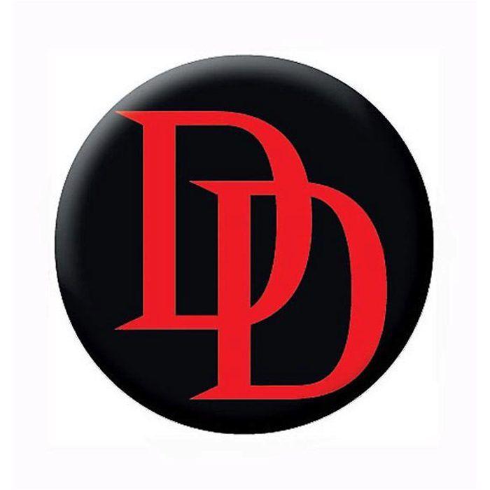 Daredevil Logo - Daredevil Red Logo Black Button