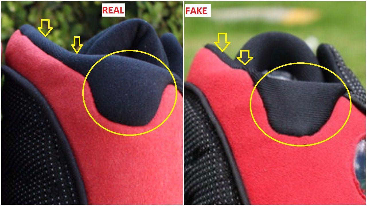 Black and Red If Logo - Fake Air Jordan 13 Black Red Bred Spotted-Quick Ways To Identify ...