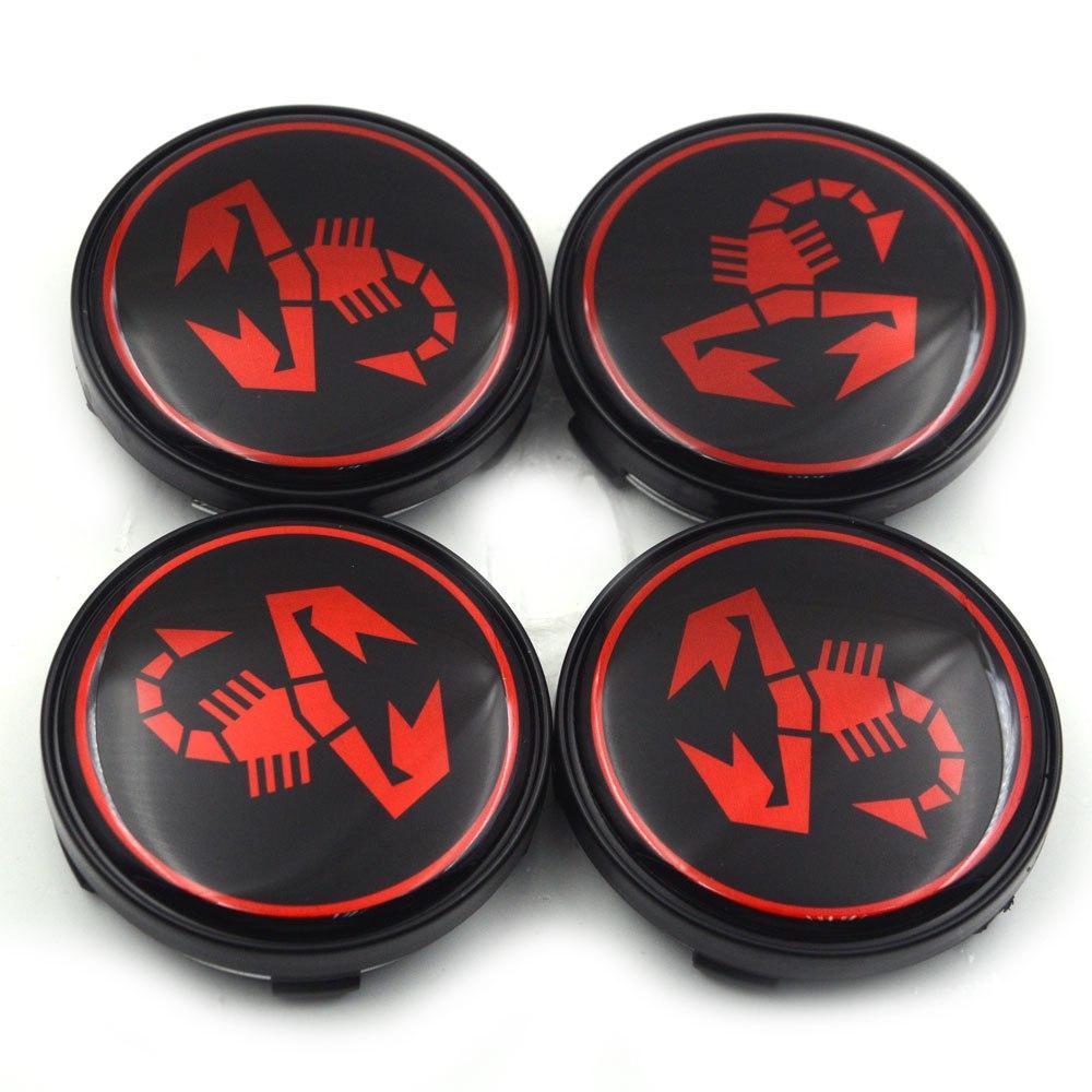 Black and Red If Logo - Red on black 60mm Abarth wheel center caps
