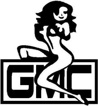 Cool GMC Logo - Girl Sitting on a GMC logo, vinyl decal sticker