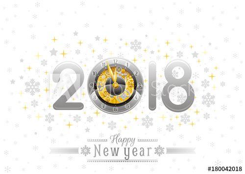 Golden Swirls Logo - Happy new year 2018 silver golden logo icon. Vector poster with ...