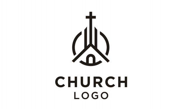 Chritian Logo - Line Art Church Christian Logo Design Vector