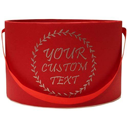 Red Silver Logo - Gift Box Personal Custom Logo Text Round Red Silver Luxury Flower ...