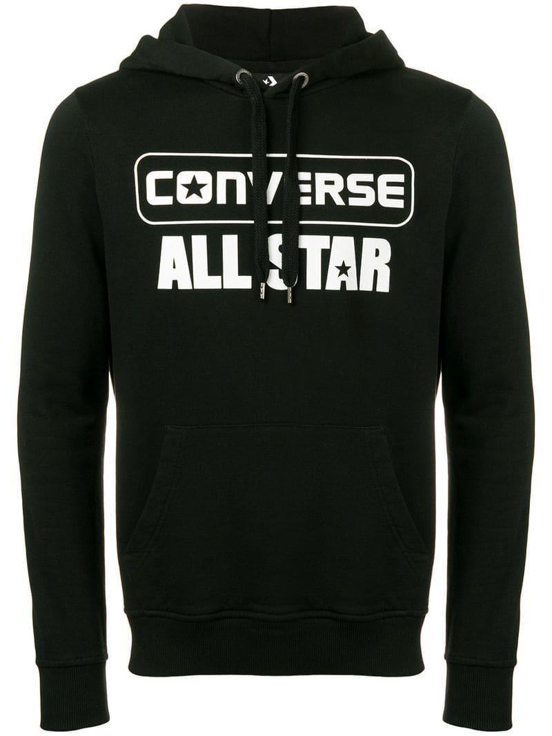 Converse All-Star Logo - Converse All Star Logo Print Hoodie in Black for Men - Lyst