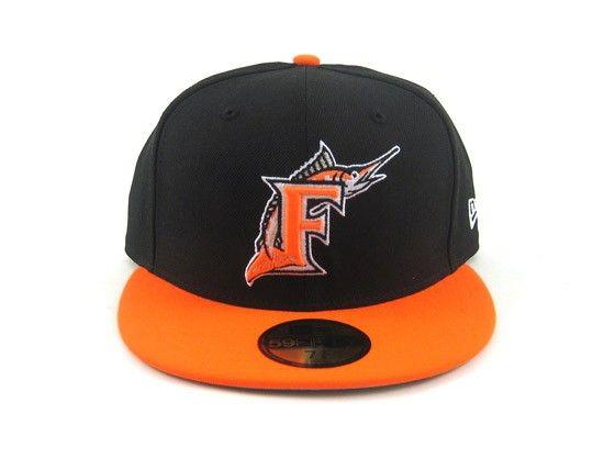 Orange and Black F Logo - Florida Marlins New Era 59Fifty Fitted Hats (BLACK BRIGHT ORANGE ...