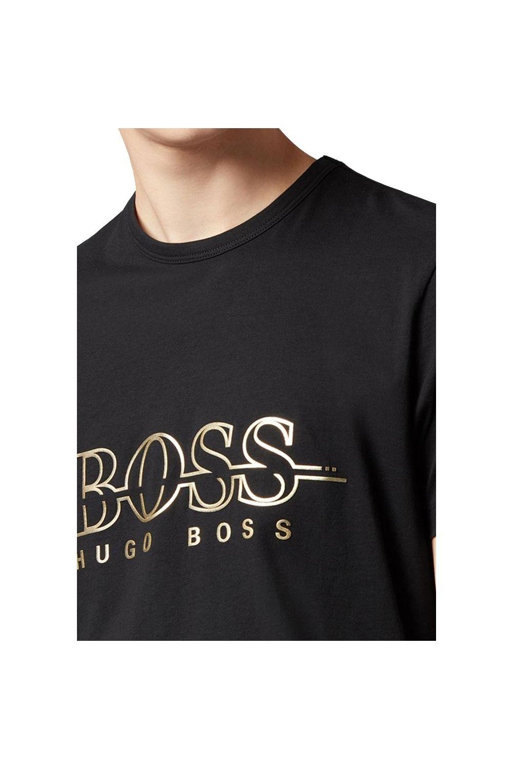 Green Black and Gold Logo - Hugo Boss Green Big Logo Regular Fit T-shirt Black/gold - Clothing ...