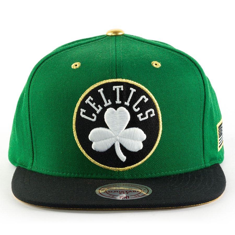 Green Black and Gold Logo - Mitchell and Ness snapback Gold Tip Boston Celtics green / black