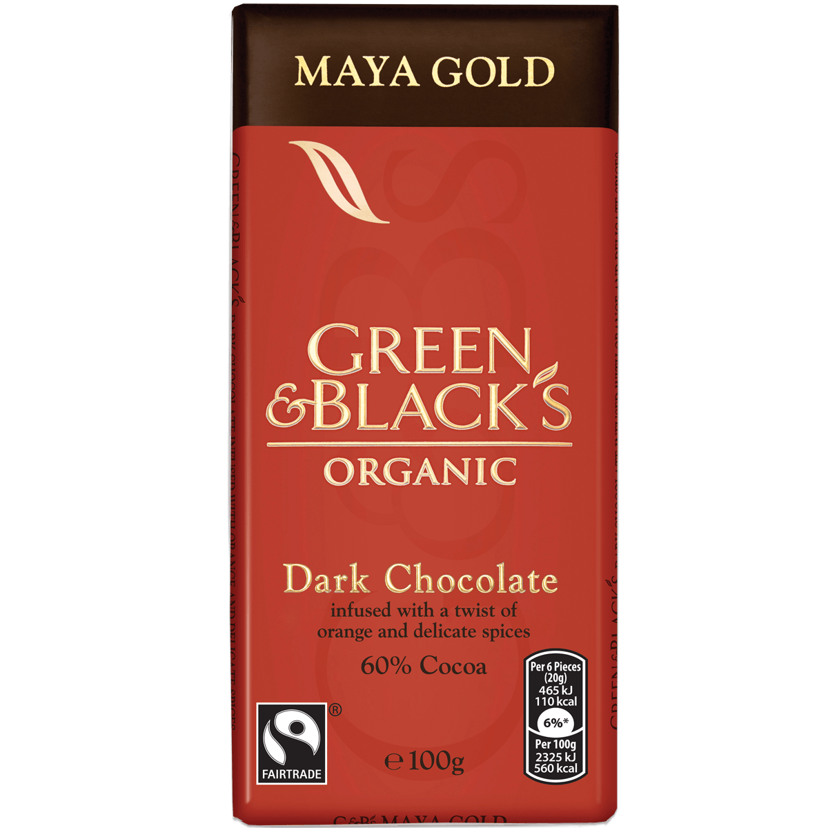 Green Black and Gold Logo - Green & Black's Maya Gold 100g Bar. Green and Black's