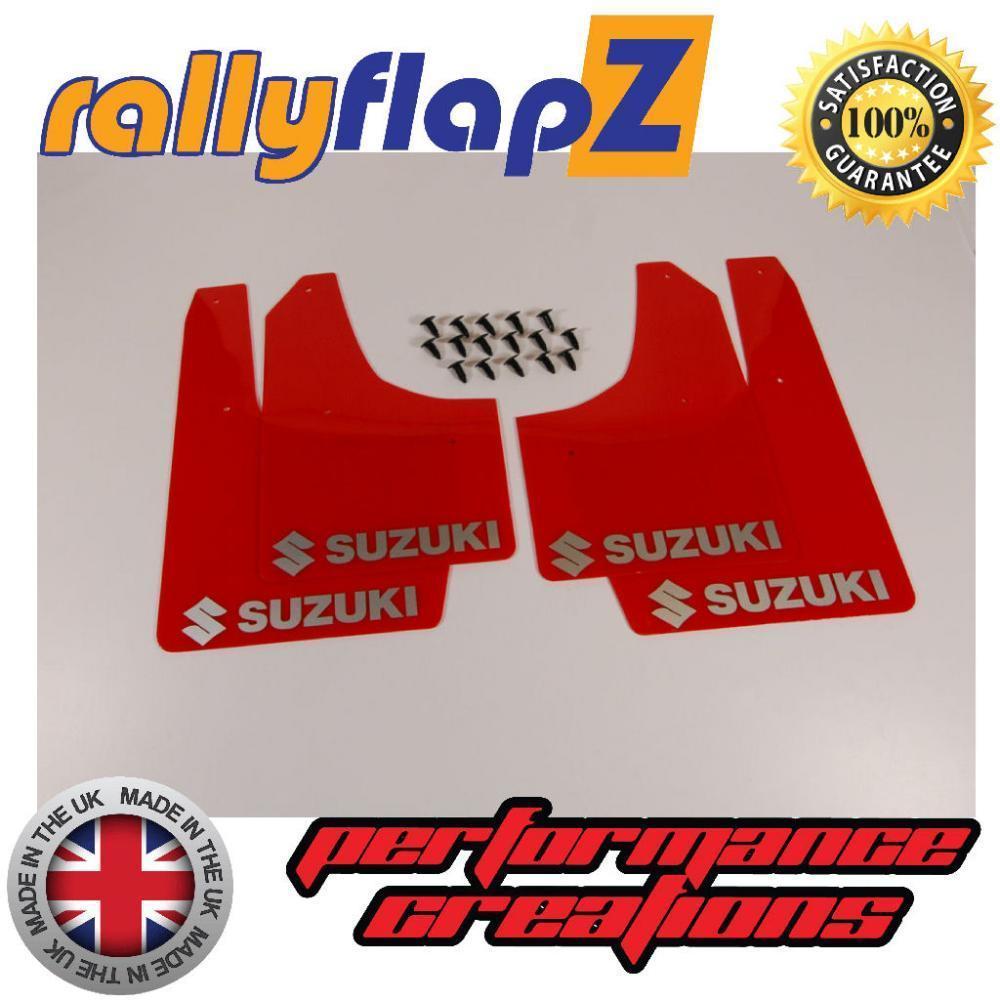 Red and Silver Logo - Mudflaps Suzuki Swift Sport ZC31S(05-11)Red 4mm PVC Silver Logo ...