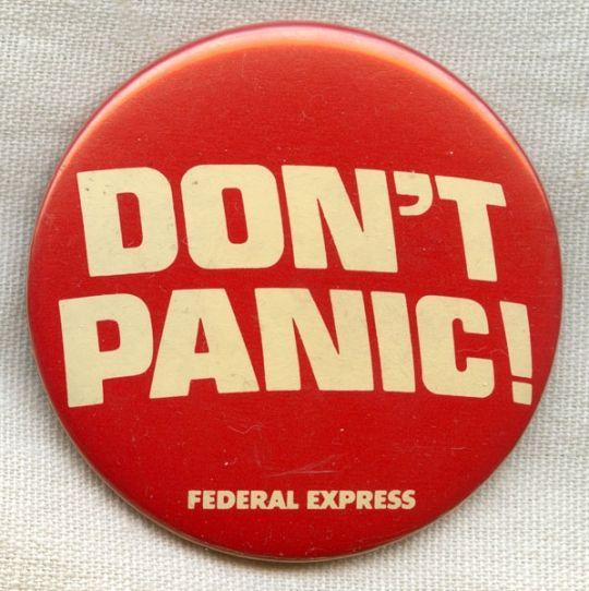 1970s Federal Express Logo - Scarce Early Mid 1970s Federal Express (Fed Ex) Don't Panic