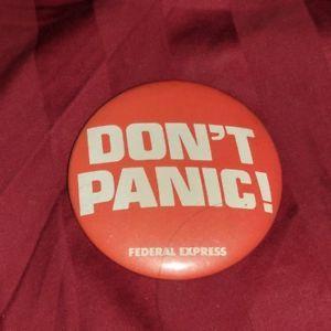 1970s Federal Express Logo - Vintage 1970s Federal Express pin Don't Panic! FedEx button