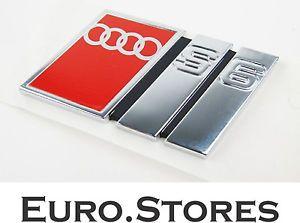 Red and Silver Logo - Audi S6 Sedan (C4) Tailgate Adhesive Logo Emblem Red / Silver