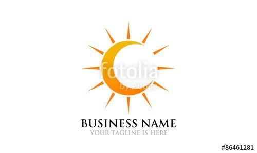 Sun Logo - Crescent Moon And Sun Logo Stock Image And Royalty Free Vector