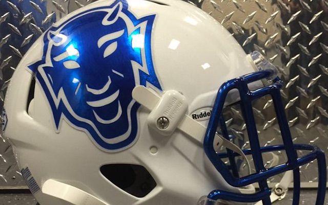 Duke University Football Logo - LOOK: Duke's awesome Pinstripe Bowl throwback helmets are devilish