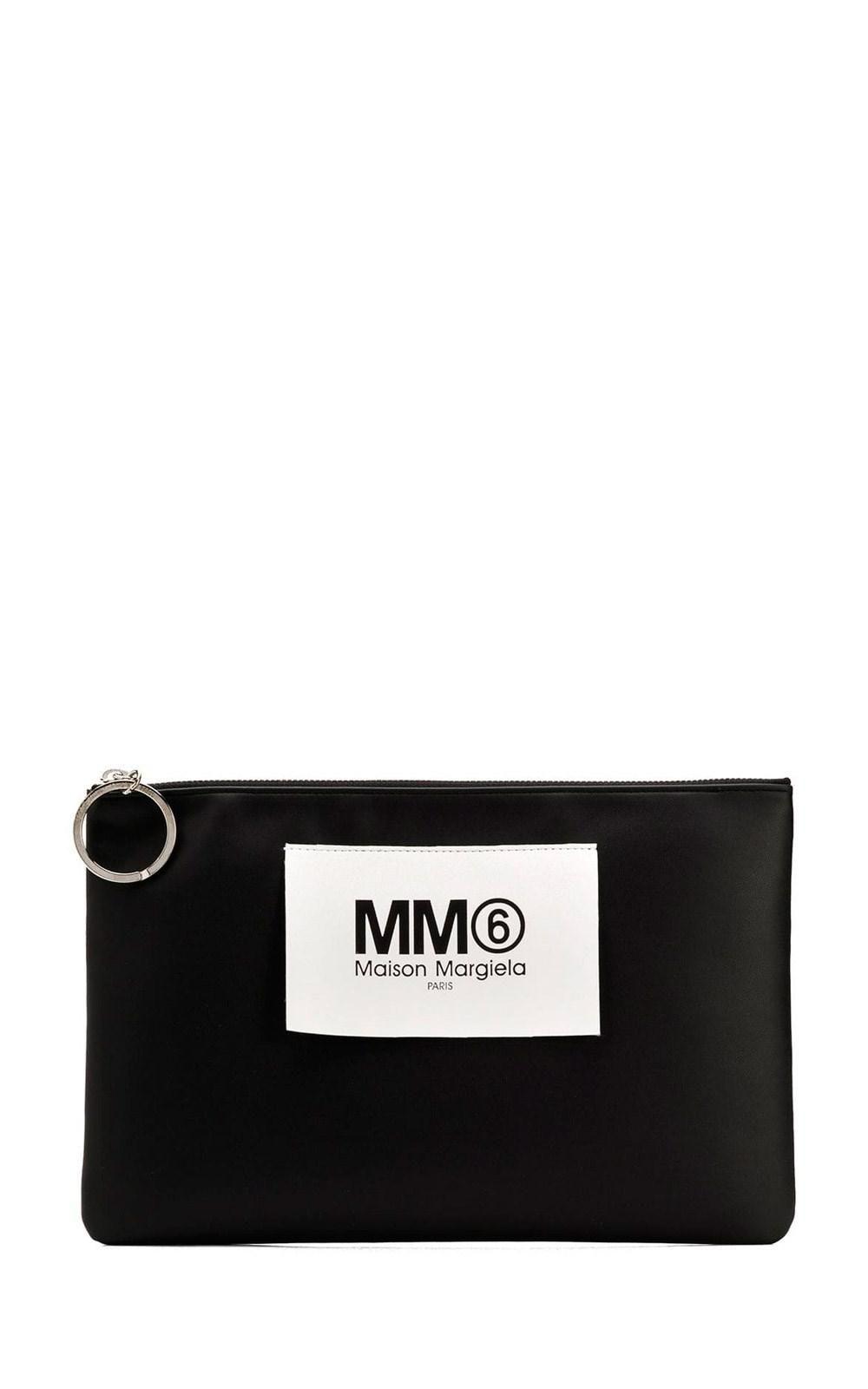 MM6 Maison Martin Margiela Logo - Mm6 By Maison Martin Margiela Logo Leather Clutch in Black