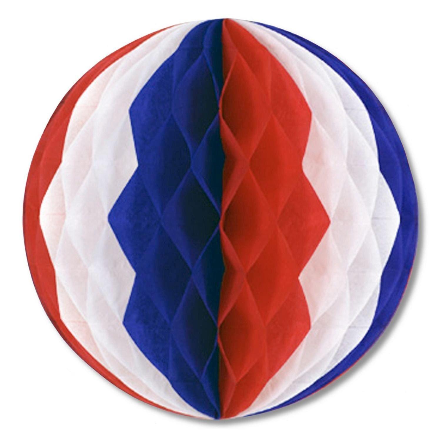Red White Blue Ball Logo - Club Pack of 24 Patriotic Red, White and Blue Honeycomb Hanging